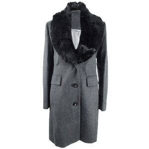 DKNY Women's Single-Breasted Faux-Fur Shawl Collar Coat - Charcoal